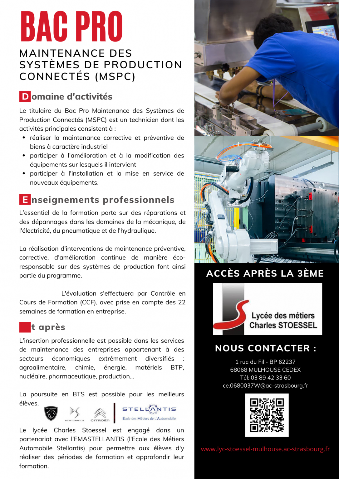 BAC PRO MSPC Maintenance des Systèmes de Production Connectés